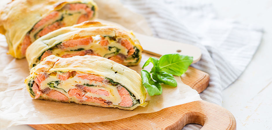 Strudel con zucchine e salmone