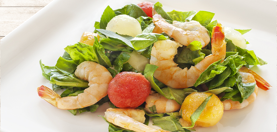 Insalata di melone e gamberi