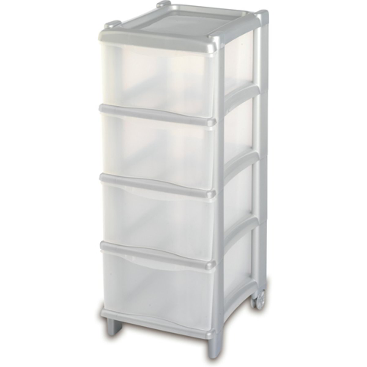 Cassettiera Tamigi 4 Cassetti In Plastica Bianca - 78x39x28,5 Cm, Cassetti Trasparenti Per Ufficio E Casa - 2