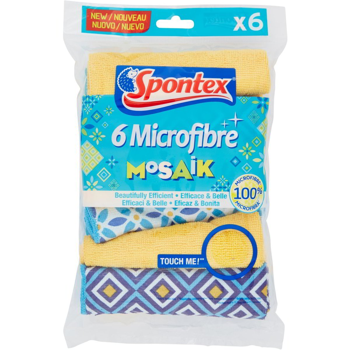 Panni Microfibra Spontex Mosaik - 3 Pezzi 30x40cm Per Pulizie Domestiche - Foto 3