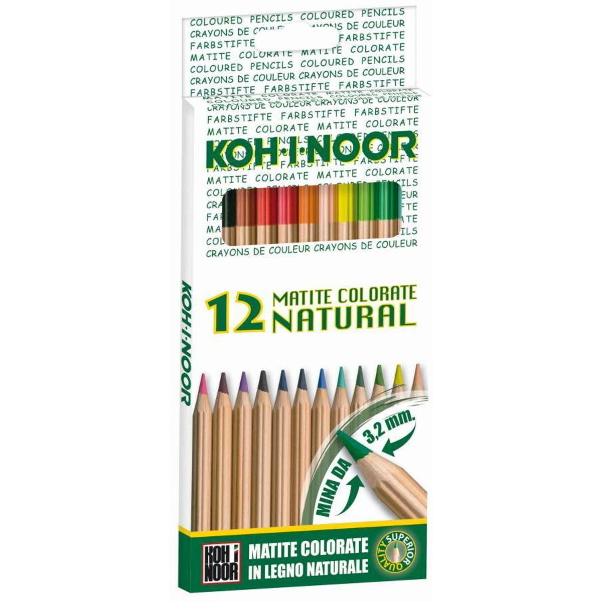 Koh-I-Noor Hardtmuth Matite H1500 3H - 12 Pezzi In Scatola Di Cartone, Gradazione Dura
