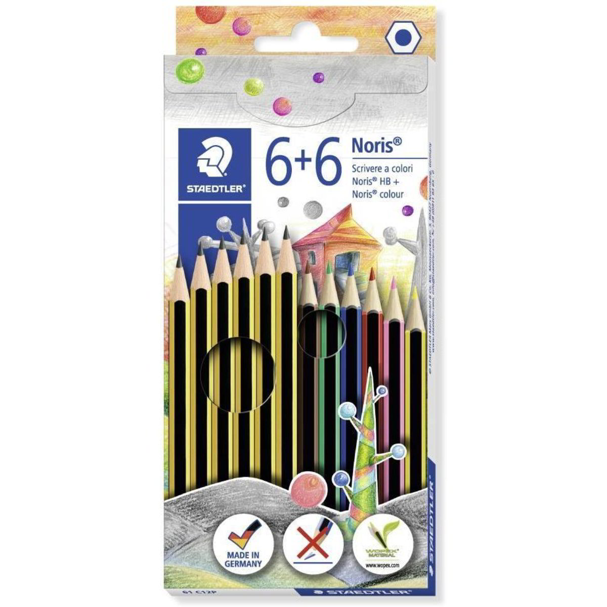 Staedtler Noris Matite Scolastiche HB - Confezione Da 50, Mina Resistente, Iconiche Strisce Gialle/Nere - Foto 11