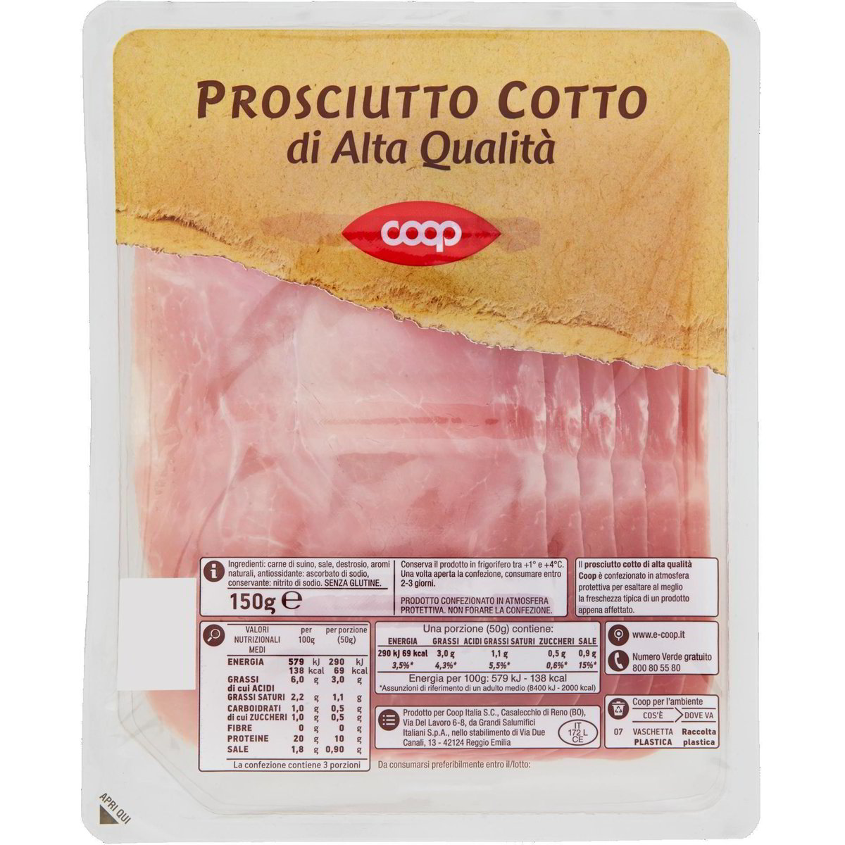 Prosciutto cotto alta qualità COOP 150 G Coop Shop