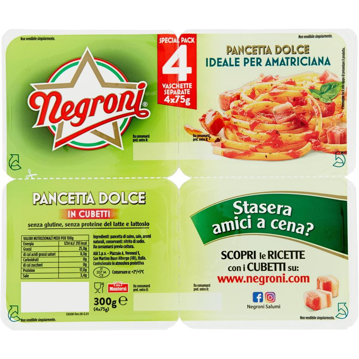 Pancetta dolce a cubetti NEGRONI 4 X 75 G Coop Shop