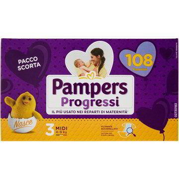 Pannolini Progressi Midi Quadri X108 Pampers Coop