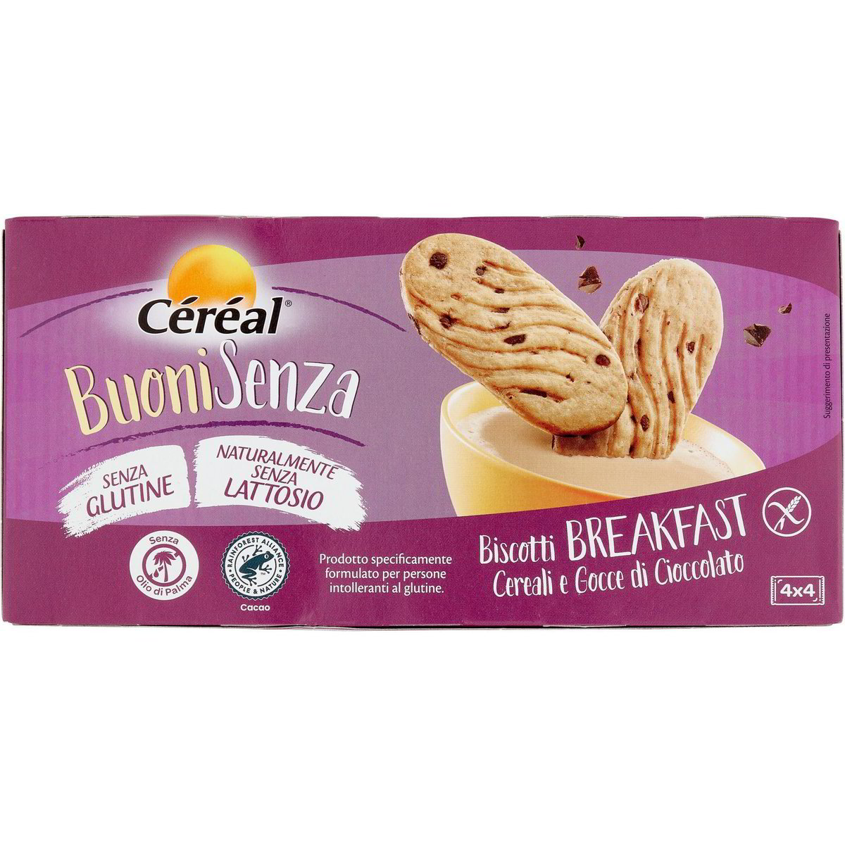 Biscotti cereali e gocce di cioccolato buonisenza CEREAL 4 X 50 G