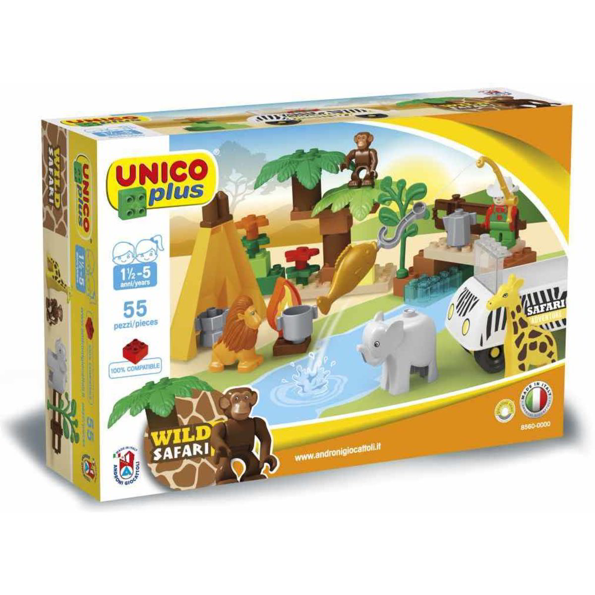 Set Costruzioni Safari Unicoplus 55 Pezzi - Compatibile Lego Duplo, Con Jeep E Animali, Made In Italy - 5