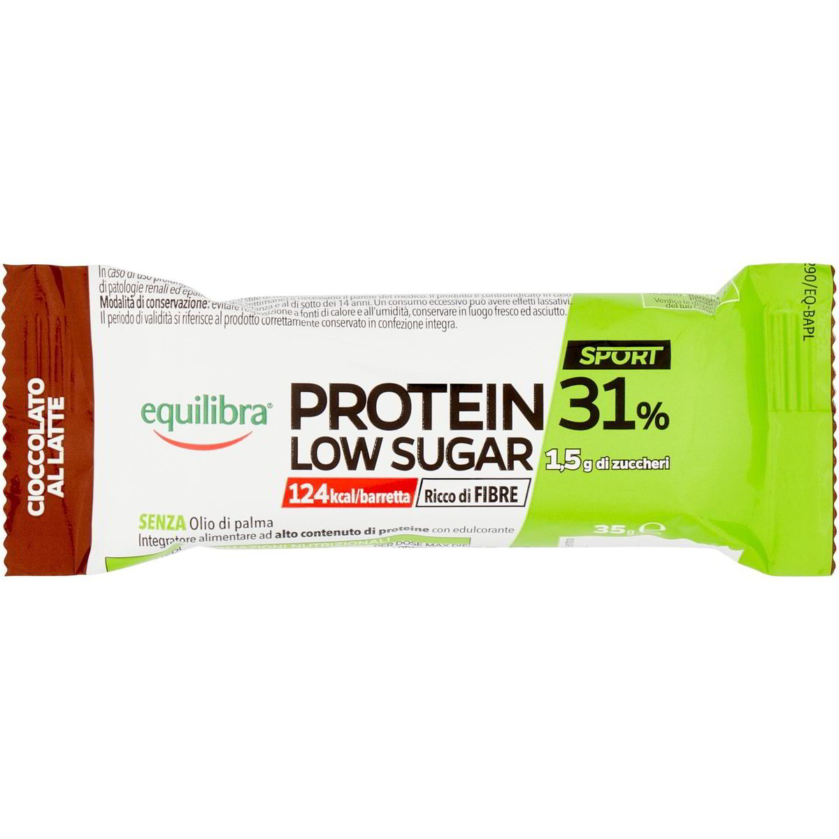 Barretta sport & fit 31 low sugar cioccolato milk EQUILIBRA 35 G