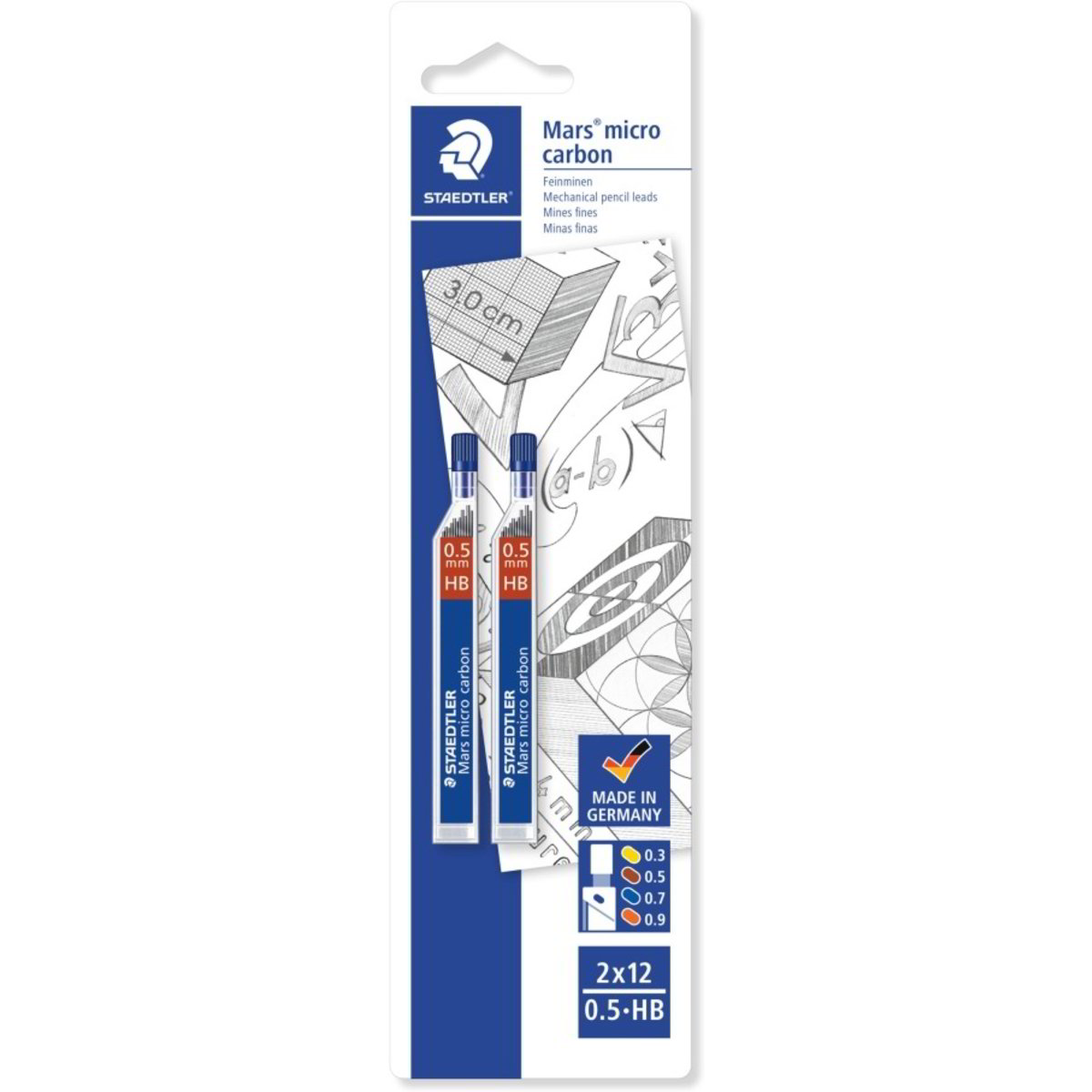 Staedtler Mars Micro Mine Per Matita Meccanica, 0.5 Mm, Durezza 2H, Confezione Da 24 (2 Tubetti X 12)