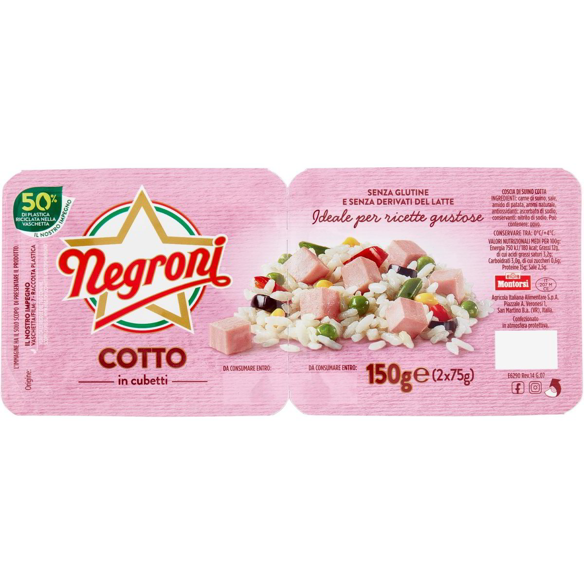 Prosciutto cotto a cubetti NEGRONI 2 X 75 G Coop Shop