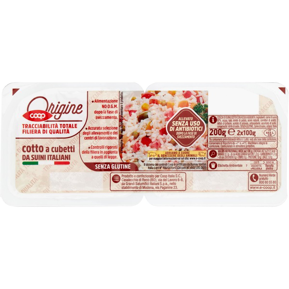 Prosciutto cotto a cubetti COOP ORIGINE 200 G Coop Shop