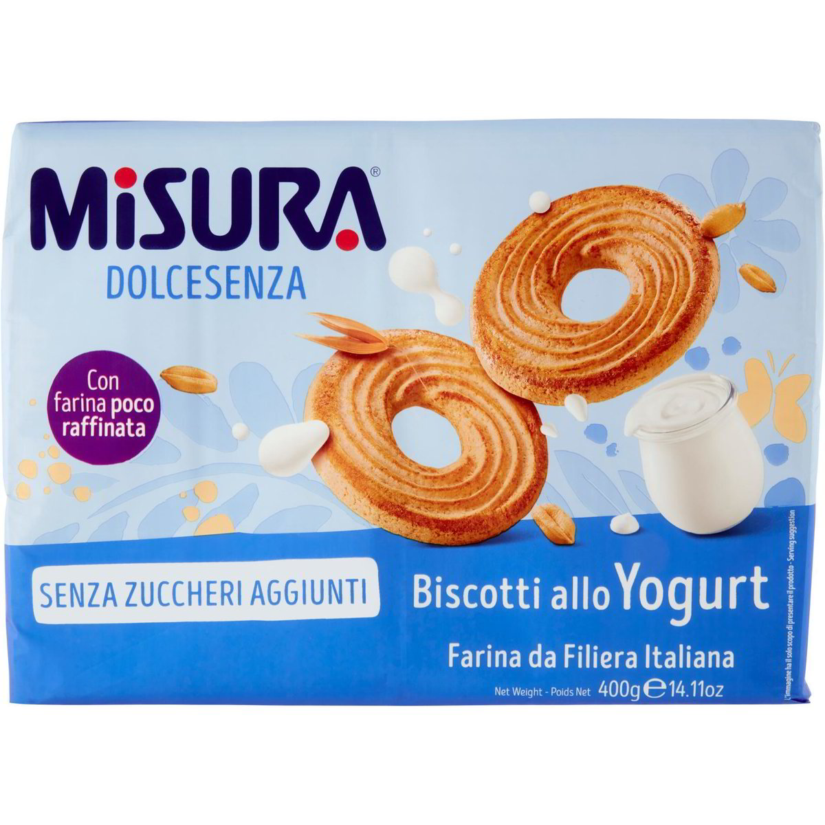 Misura Dolcesenza Biscotti Allo Yogurt Senza Zuccheri Aggiunti Yoghurt Biscuits Without Added Sugar, 400 G, Pack Of 3