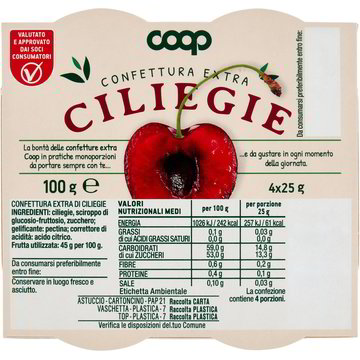 Confettura extra di ciliegie COOP 4 x 25 G - Coop Shop