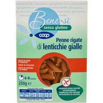 Penne rigate di lenticchie gialle COOP - BENE SI' 250 G - Coop Shop