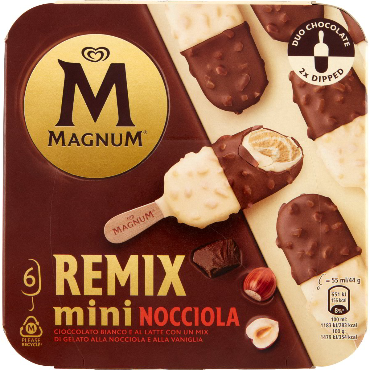 Stecco gelato magnum mini remix nocciola x6 ALGIDA 6 X 44 G Coop Shop