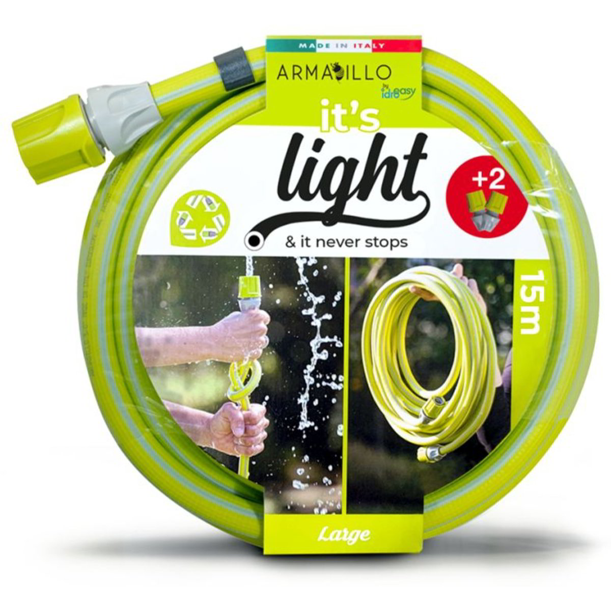 Tubo Da Giardino Armadillo Superlight 15m - Anti-nodo, Super Leggero, Made In Italy Per Acqua Potabile