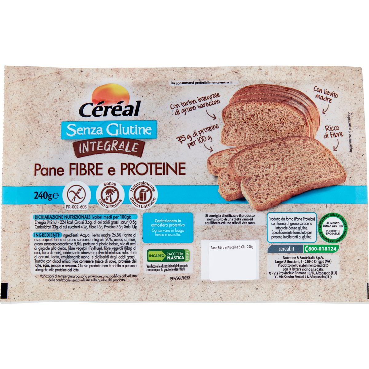 Pane integrale con fibre e proteine CÉRÉAL 240 G - Coop Shop