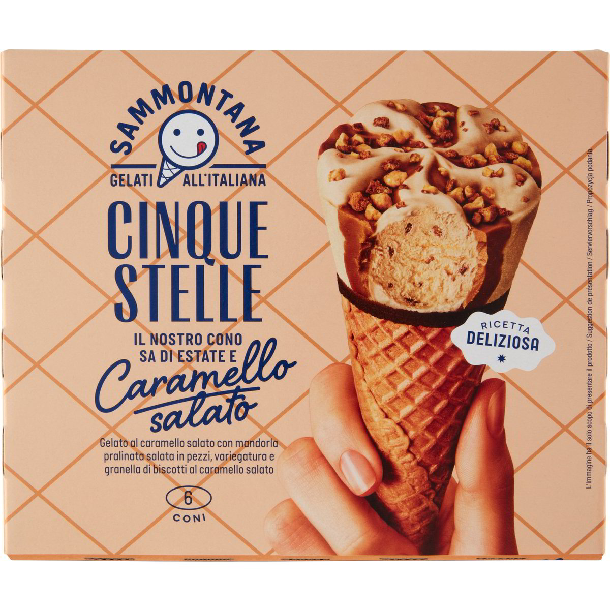 Cono gelato caramello salato cinque stelle x6 SAMMONTANA 360 G Coop Shop