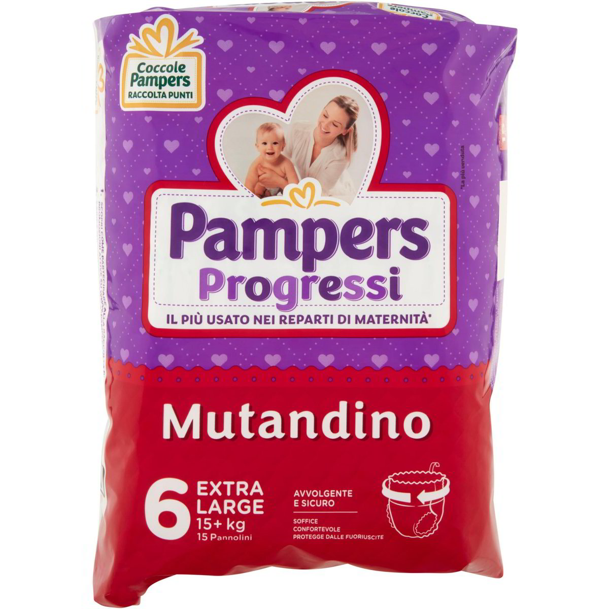 Pampers Progressi Mutandino XL Taglia 6 - 60 Pannolini, Per Bambini 15+ Kg, Cambio Facile, Protezione Ottima