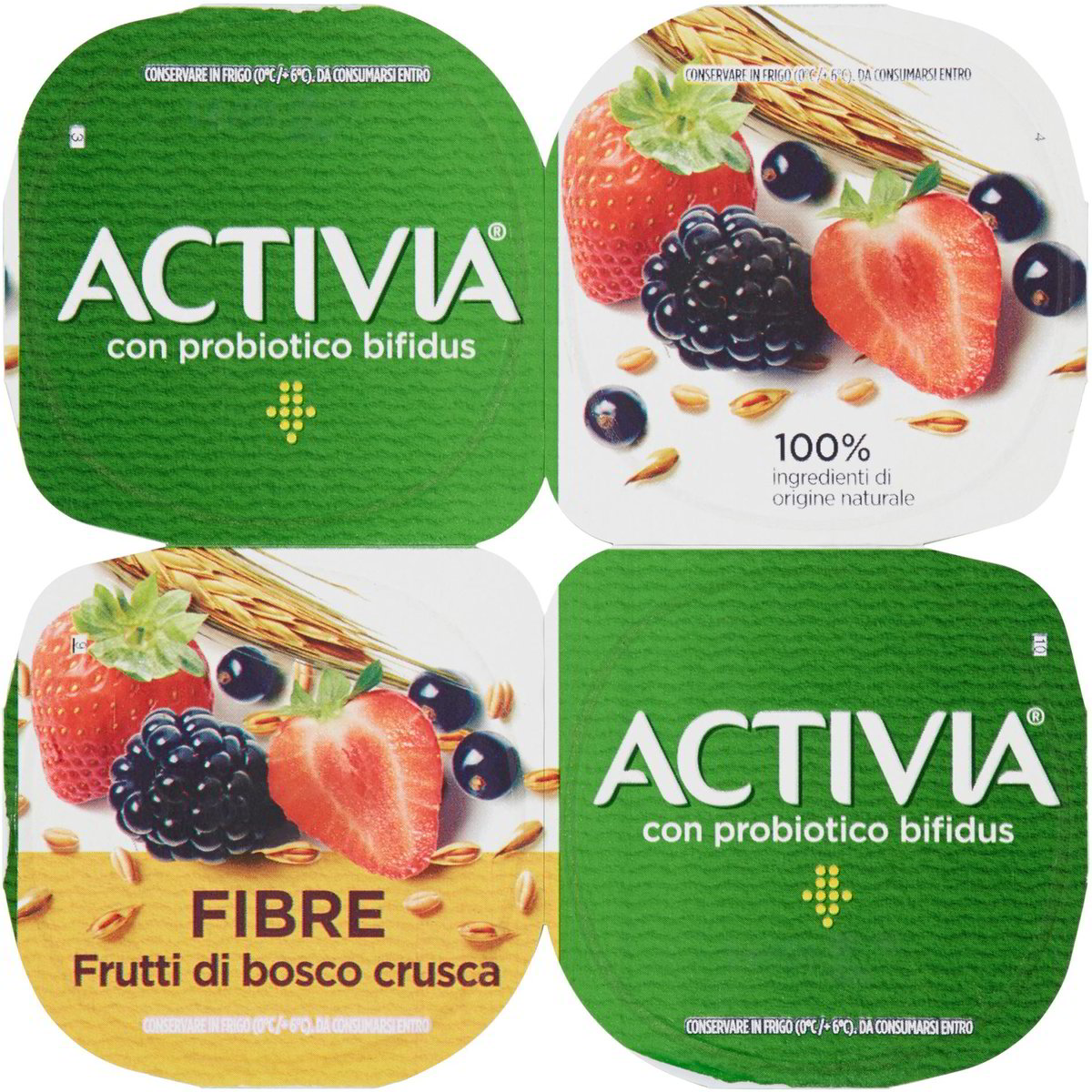 Yogurt activia fibre con frutti di bosco e crusca ACTIVIA 4 X 125 G