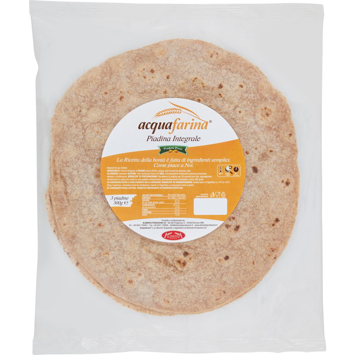 piadina acqua e farina liquida Piadina integrale ACQUAFARINA 300 G