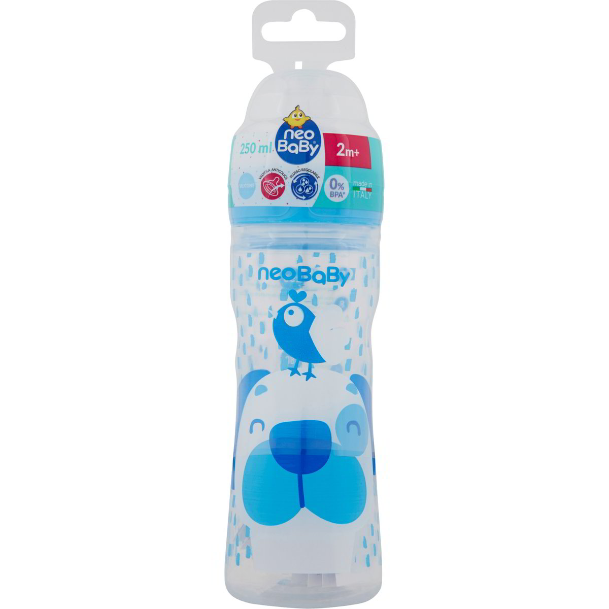 neo Baby Biberon Plastica Collo Largo 250ml 2m