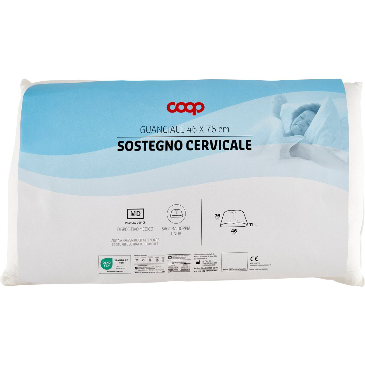 Guanciale Cervicale COMFOREL PARIGI AGR Certificato | Sostegno Differenziato, Fodera 100% Cotone, Anallergico