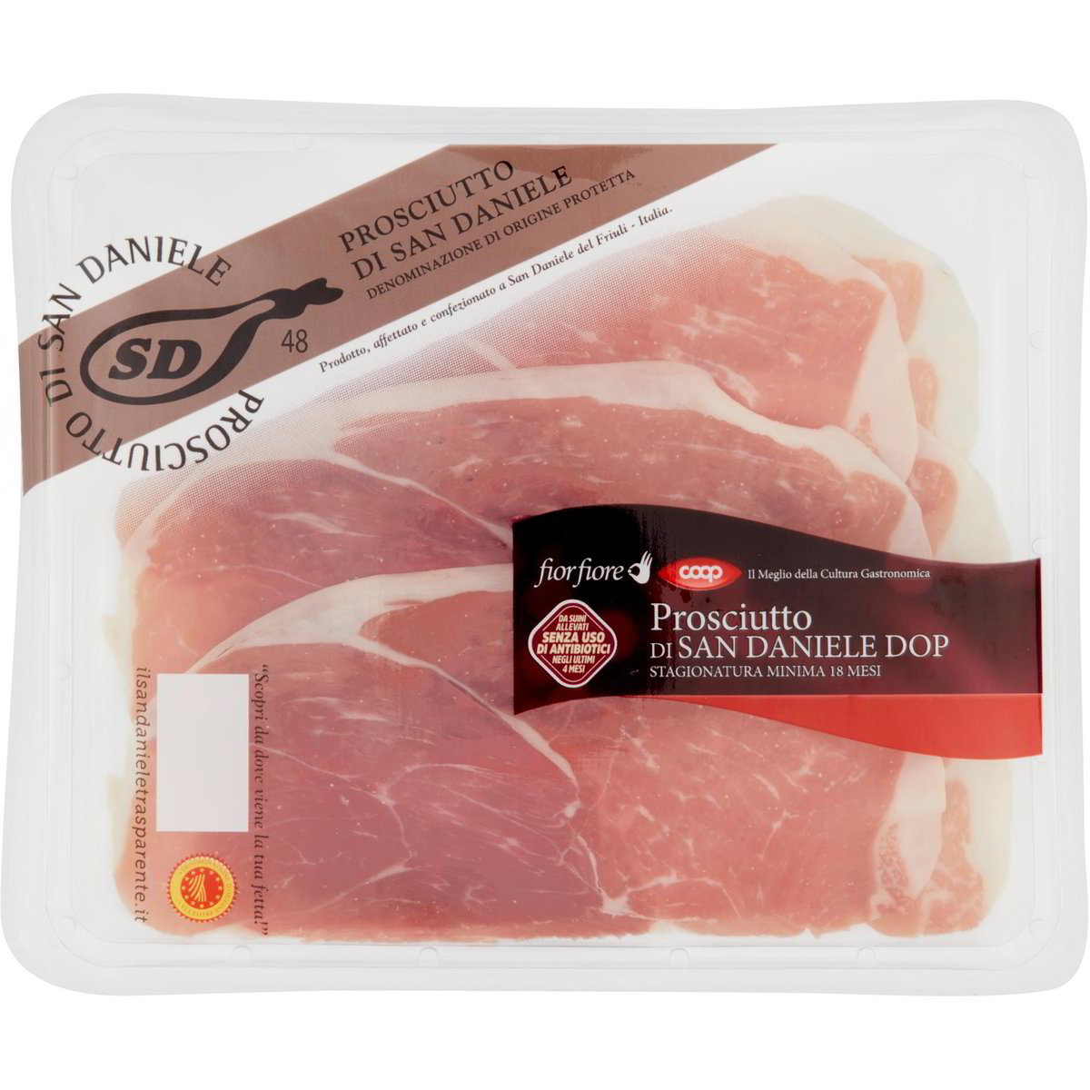 Prosciutto crudo san daniele DOP 18 mesi COOP FIOR FIORE 90 G Coop Shop