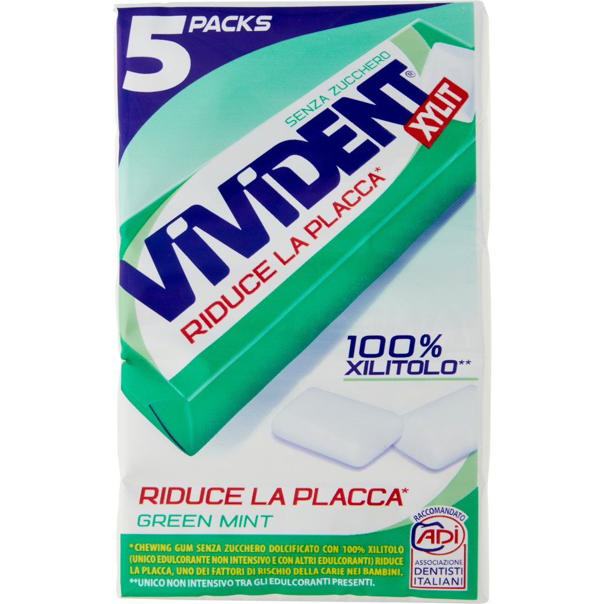 Chewing gum xylit green mint VIVIDENT 5 X 66 G - Coop Shop