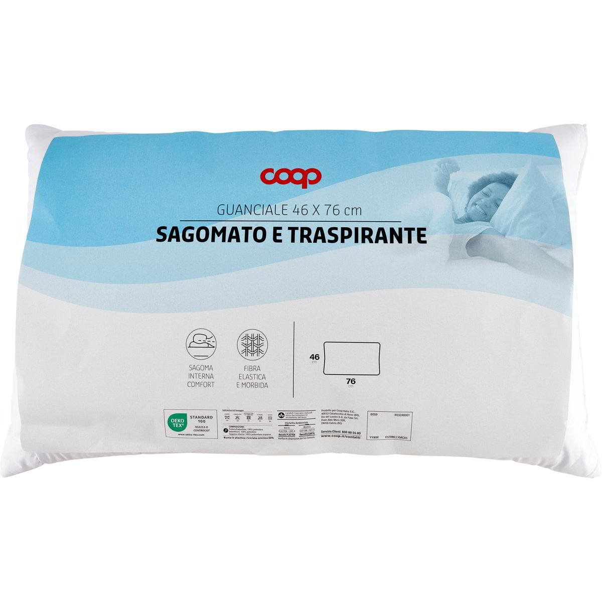 Guanciale 50x120 Cm - Imbottito In Poliestere, Anallergico, Traspirante, Per Letto Matrimoniale - Foto 12