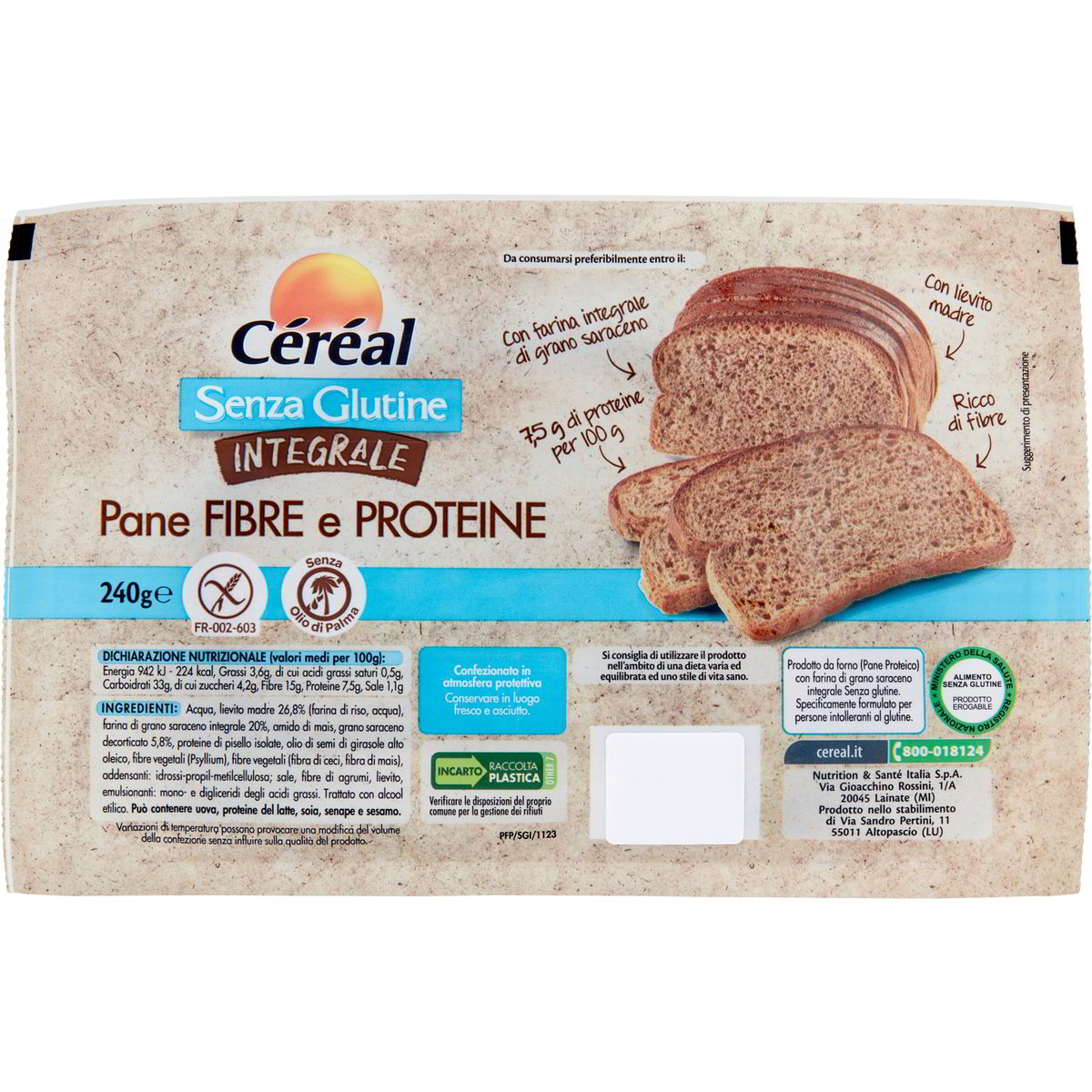 Pane integrale con fibre e proteine CÉRÉAL 240 G - Coop Shop