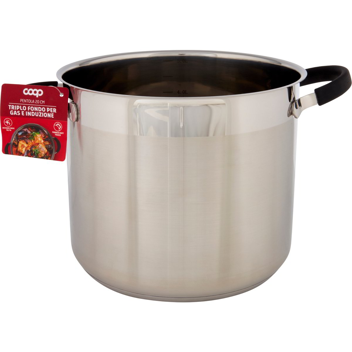 Daniks Classic Pentola a Induzione in Acciaio Inox con Coperchio in Vetro (4 L, 20 c