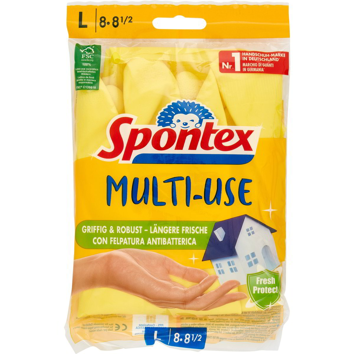 Spontex Handschuhe Milleusi Extra – 1 Paar, Größe S (gelb) – 100% Latex Mit Baumwollfutter