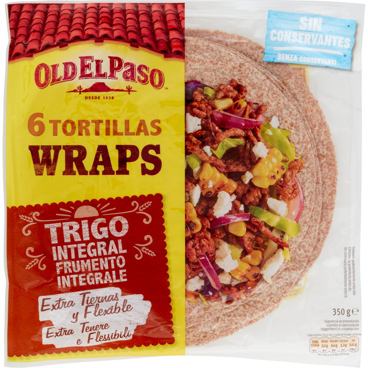 Wrap tortilla mejicana integrale de trigo OLD EL PASO 6 X 58,33 G
