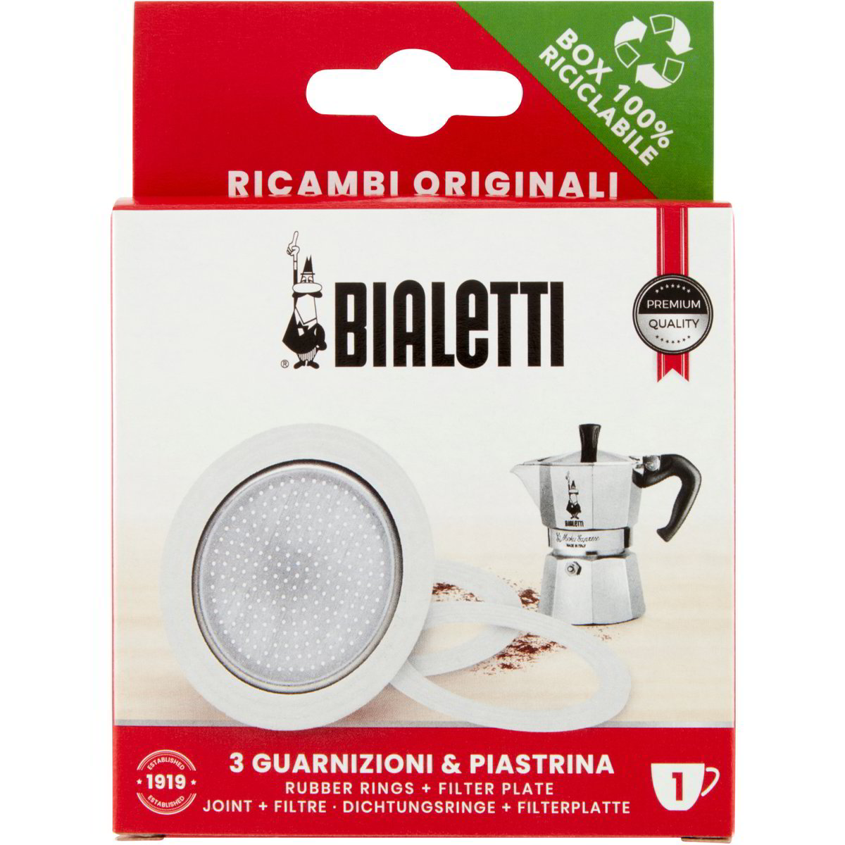 Kit Ricambi Per Moka Espresso - Include Guarnizione, Manico, Filtro E Imbuto Per Caffettiere Da 1 A 12 Tazze