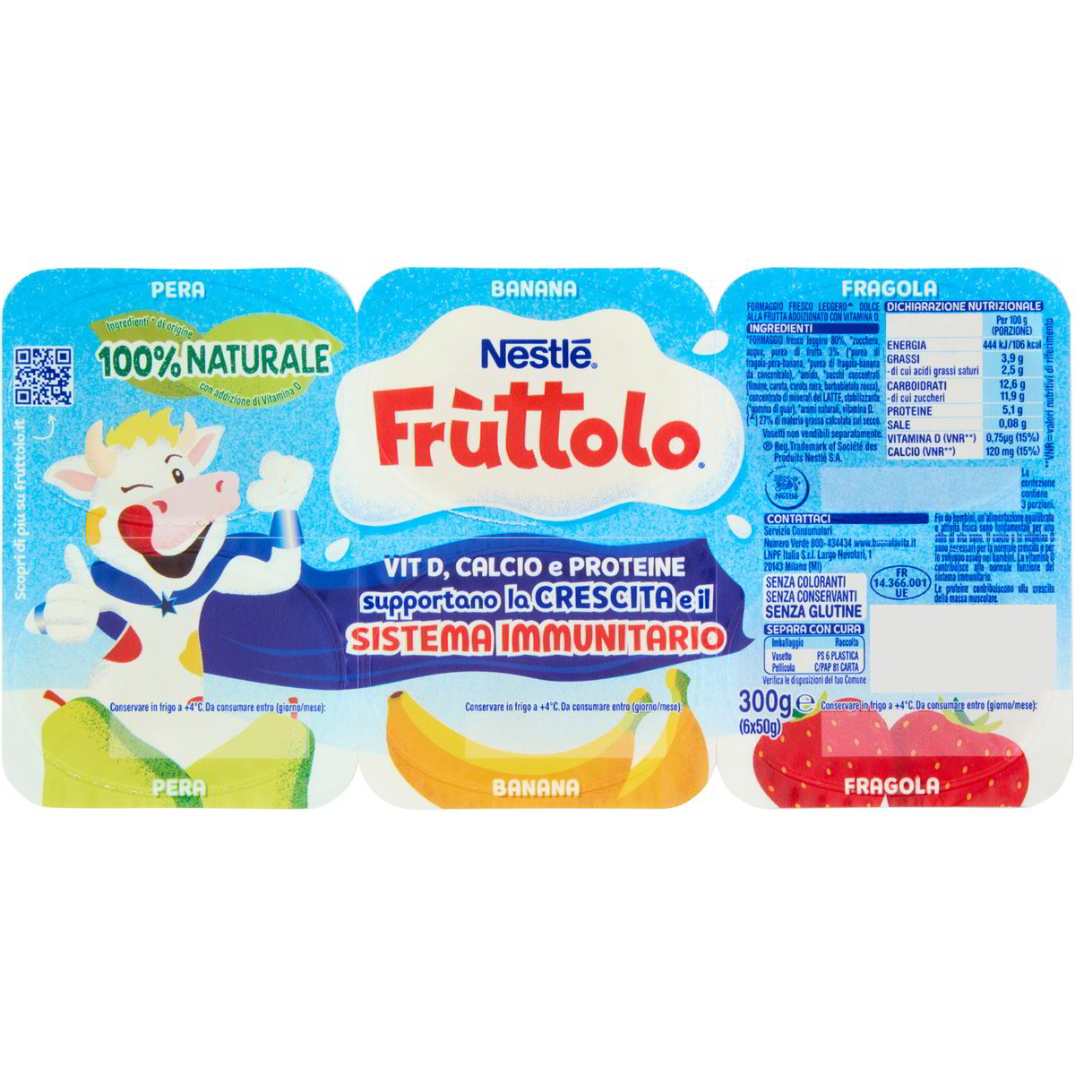 Fruttolo formaggio fragola pera banana NESTLÈ 6 X 50 G - Coop Shop